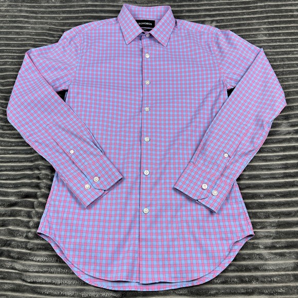 Bonobos Other - Bonobos Jetsetter Slim Fit Shirt Mens XS Pink Blue Check Stretch Long Sleeve